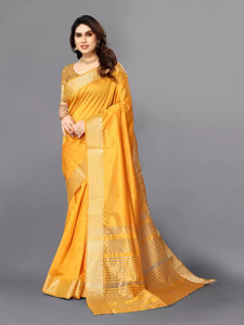 Hare Krishna Temple Border, Self Design Dharmavaram Cotton Silk, Art Silk Saree