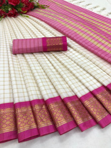 Bombey Velvat Fab Woven Dharmavaram Pure Silk, Cotton Silk Saree