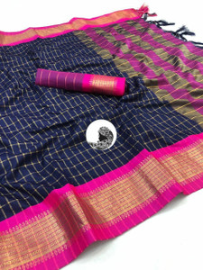 Laxmitax Embellished, Self Design, Woven Kanjivaram Cotton Silk, Cotton Jute Saree