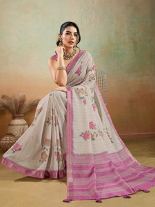 Pbs Prints Floral Print Maheshwari Pure Silk, Pure Cotton Saree