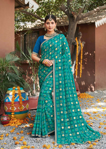 Laxmipati sarees प्रिंटेड बांधनी जोर्जेट साड़ी