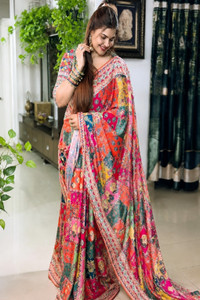 BK COLLECTION Printed Bollywood Silk Blend Saree - Image 6