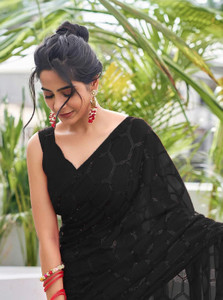 b bella creation Geometric Print Bollywood Georgette Saree