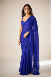 JS Clothing Mart Solid/Plain Bollywood Georgette, Chiffon Saree