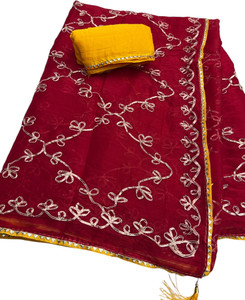 MINE CHOICE Self Design, Embroidered Maheshwari Chiffon Saree