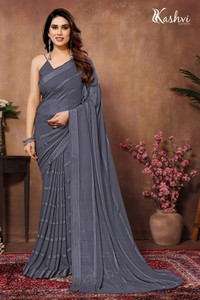 kashvi sarees Embellished, Self Design, Striped Bollywood Satin Saree