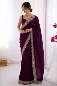 Glamour Hub Embroidered Bollywood Silk Blend Saree