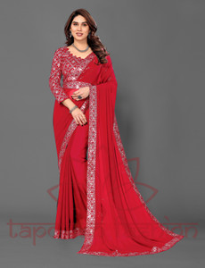 tapovan fashion Solid/Plain Bollywood Chiffon Saree