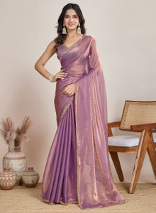LOROFY Embellished Bollywood Tissue, Silk Blend Saree