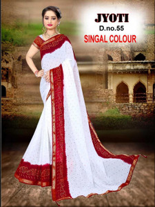 Veer Vision Printed, Polka Print, Self Design Bandhani Georgette Saree