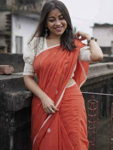 Ghosh handloom Woven Handloom Cotton Linen Saree