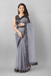 VANDU CREATION Embellished Bollywood Supernet Saree