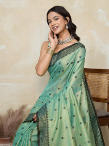 BFM Self Design Bollywood Tissue Saree