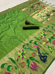 HouseOfCommon Self Design Paithani Cotton Silk Saree