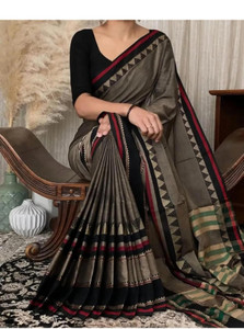 Shyamalisaree Striped, Geometric Print, Woven Narayanpet Cotton Blend Saree