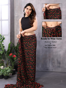 VILLAGIUS Digital Print, Printed Bollywood Georgette Saree