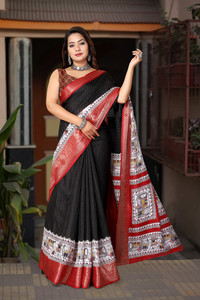 J6 Designers Self Design, Checkered, Printed Bollywood Cotton Silk Saree