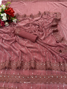 Karyavar Floral Print Bollywood Lycra Blend Saree