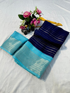 RAAVIENTERPRISE Striped Mysore Silk Blend Saree