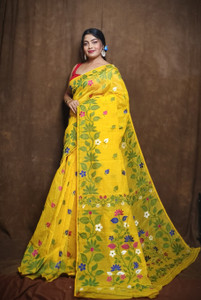Rnn Saree Embroidered Jamdani Cotton Silk Saree