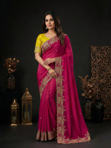 CLICKTHEMALL Embellished Bollywood Chiffon Saree
