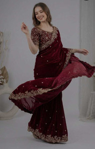 Kwisy Embroidered Bollywood Satin Saree