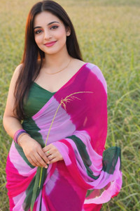 Ashwamegh Creation Tie-Dye, Checkered, Printed, Self Design, Color Block Leheria Chiffon Saree