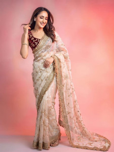 kumawat creation Embroidered Bollywood Chiffon Saree