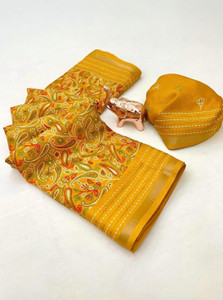 Stylezone Printed Kalamkari Muslin Saree