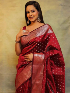 ZILVIRA Woven Banarasi Jacquard, Art Silk Saree