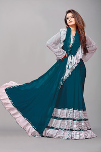 Flip The Style Striped Bollywood Georgette Saree