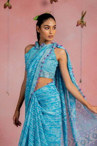 MIRCHI FASHION Printed, Striped Leheria Cotton Blend Saree