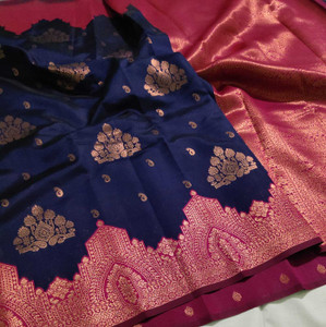 THESIYA FAB Self Design, Paisley, Ombre, Temple Border, Striped, Floral Print, Polka Print, Solid/Plain Bollywood Jacquard, Art Silk Saree