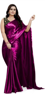 SHREEJI ENTERPRISE Solid/Plain Bollywood Satin Saree