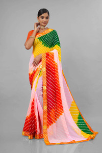 ASTEYAM Printed Leheria Georgette Saree