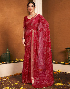 Samah Printed, Woven, Embellished Bollywood Chiffon Saree