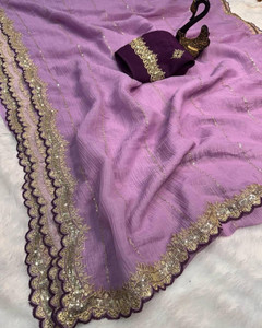 VRAJTEX FAB Embroidered Bollywood Jimmy choo Saree