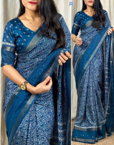 Ridham Printed Kalamkari Silk Blend Saree
