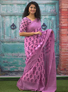Krishna Creation Printed Ikkat Pure Cotton Saree