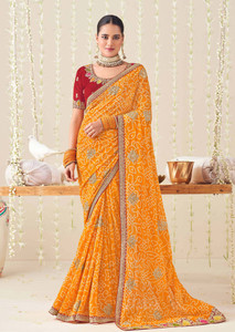 Laxmipati sarees Embroidered Saree with Attached Blouse Chiffon Saree