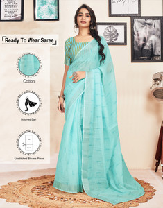 Satrani Solid/Plain Jamdani Pure Cotton Saree