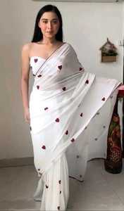 KanjiQueen Embroidered Bollywood Georgette Saree