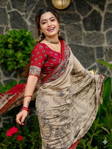 BADE SUHANE Printed Kalamkari Pure Silk Saree