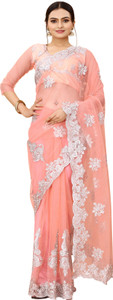 YARA CREATION Embroidered Bollywood Net Saree
