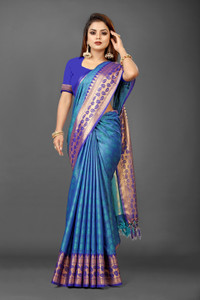 WINKLECART Embellished Dharmavaram Cotton Silk Saree