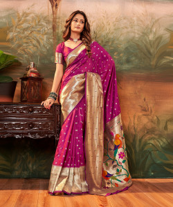 Satrani Woven, Self Design Banarasi Pure Silk, Silk Blend Saree