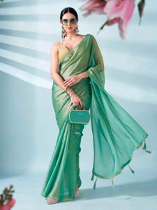 Tikhi Imli Solid/Plain Bollywood Chiffon Saree