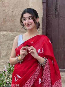 mulmul cotton shiv saree Printed, Graphic Print, Striped Daily Wear Pure Cotton Saree