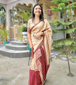vraj enterprise Woven Mekhela Chador Pure Silk Saree