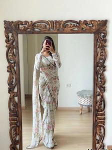 Bluebirdimpex Floral Print Daily Wear Georgette Saree